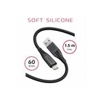 SWISSTEN DATOVÝ KABEL SOFT SILICONE USB / LIGHTNING 1,5 M 60W ČERNÝ 71533010