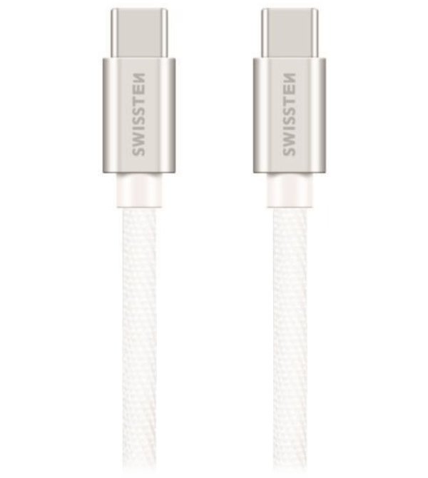 Swissten Datový Kabel Textile USB-C / USB-C 0,2m Stříbrný 71527209