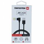 SWISSTEN MAGNETICKÝ TEXTILNÍ DATOVÝ KABEL ARCADE USB / MICRO USB 1,2 M ČERNÝ 71527400