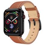 Swissten řemínek pro apple watch kožený 42 / 44 / 45 / 49 mm hnědý (černá spona a černé poutko) 46000813