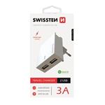 SWISSTEN, Sieťový adaptér, 100-240V, 5V, 3000mA, nabíjanie mobilných telefónov a in., biely 22032000