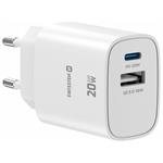 Swissten Síťový Adaptér Edge GaN 1x USB-C PD 20W + 1x USB-A 18W QC Bílý 22071713