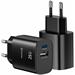 Swissten Síťový Adaptér Edge GaN 1x USB-C PD 25W + 1x USB-A 18W QC Černý 22071714