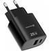 Swissten Síťový Adaptér Edge GaN 1x USB-C PD 25W + 1x USB-A 18W QC Černý 22071714