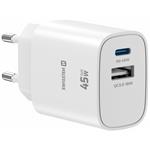Swissten Síťový Adaptér Edge GaN 1x USB-C PD 45W + 1x USB-A 18W QC Bílý 22071718