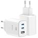 Swissten Síťový Adaptér Edge GaN 2x USB-C PD 65W + 1x USB-A 18W QC Bílý 22071720