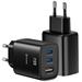Swissten Síťový Adaptér Edge GaN 2x USB-C PD 65W + 1x USB-A 18W QC Černý 22071721