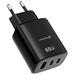 Swissten Síťový Adaptér Edge GaN 2x USB-C PD 65W + 1x USB-A 18W QC Černý 22071721