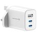 Swissten Síťový Adaptér Edge GaN 2x USB-C PD 65W + 1x USB-A 18W QC, Pro UK Zásuvku Bílý 22045103