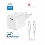 SWISSTEN SÍŤOVÝ ADAPTÉR GaN 1x USB-C 20W POWER DELIVERY BÍLÝ + DATOVÝ KABEL USB-C/USB-C 1,2 M BÍLÝ 22070120