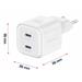 Swissten síťový adaptér gan 2x usb-c 20w power delivery bílý 22070500