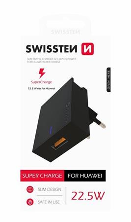 SWISSTEN SÍŤOVÝ ADAPTÉR PRO HUAWEI SUPER FAST CHARGE 22,5W ČERNÝ 22049700