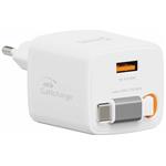 Swissten Síťový Adaptér Slidecharge GaN 30W, 1x USB-A 18W Se Zatahovacím USB-C Kabelem 0,75m Bílý 22070203