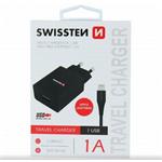 SWISSTEN SÍŤOVÝ ADAPTÉR SMART IC 1x USB 1A POWER + DATOVÝ KABEL USB / LIGHTNING 1,2 M ČERNÝ 22068000