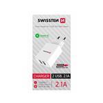 SWISSTEN SÍŤOVÝ ADAPTÉR SMART IC, CE 2x USB 2,1 A POWER BÍLÝ (SAMOPRODAVAČ) 22034000BOX