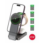 SWISSTEN SKLÁDACÍ BEZDRÁTOVÁ NABÍJEČKA MagFold 3v1 25W ČERNÁ (kompatibilní s MagSafe) 22055540