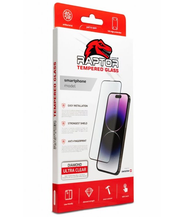 Swissten sklo RAPTOR DIAMOND ULTRA CLEAR 3D TEMPEROVANÉ SKLO PRO APPLE IPHONE 15 PRO ČERNÉ 84501807