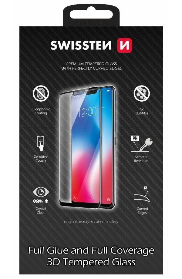Swissten sklo Ultra Durable 3D FullGlue Glass pro Apple iPhone 12/12 Pro černé 64701865