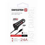 SWISSTEN, USB C- auto nabíjačka, 1x konektor (USB C)+ USB port 12V, 5V, 2400mA, nabíjanie mobilných 20111500