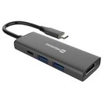 Swissten usb-c hub 4-in-1 (usb-c 100w, hdmi 4k, 2x usb-a) aluminium 44040201