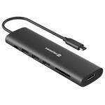 Swissten usb-c hub 7-in-1 (usb-c 100w, hdmi 4k, 1x usb-a 3.0, 2x usb-a 2.0, sd, micro sd) aluminium 44040202
