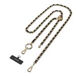 SwitchEasy šnúrka Leather Chain Strap + Strap Card Phone Lanyard - Black/Matte Gold MPHIPH222BO23