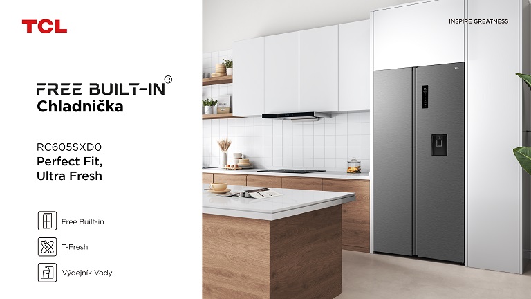 TCL RC605SXD0 Americká lednice, šedá, FreeBuilt-In Cross Door POŠKOZENÁ KRABICE RC605SXD0R