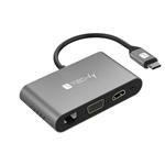 Techly USB-C multiport adapter -> HDMI/VGA/RJ45/2x USB-A/USB-C PD/MicroSD/SD 106169