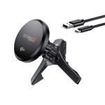 Technaxx Magnetický držák s bezdrátovou nabíječkou do auta, Qi2 15W, MagSafe, černý (TX-323) 4260358128436