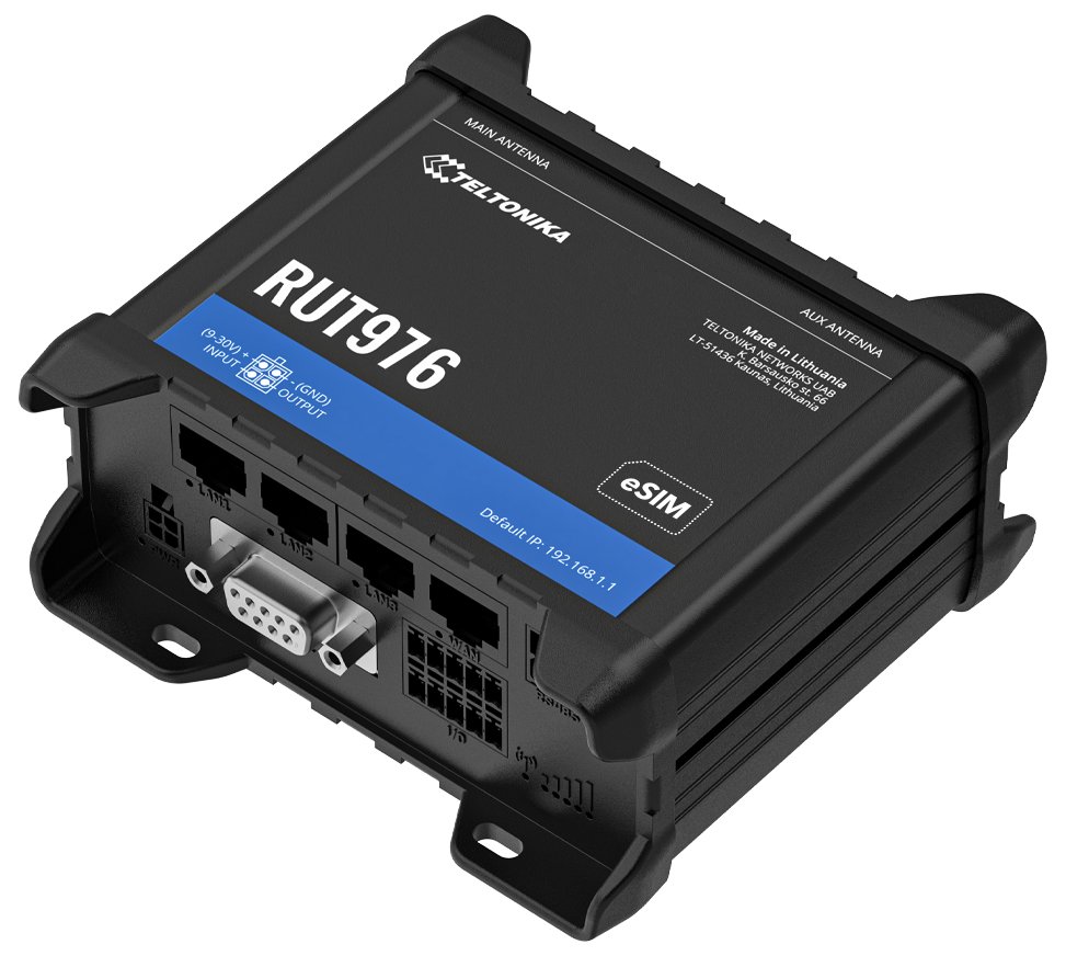 Teltonika RUT976 průmyslový router 3x LAN, 1x WAN, Dual SIM + eSIM, 5G Redcap, RS232/485, Wi-Fi 4 RUT976020000