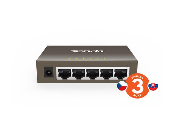 Tenda TEG1005D - 5x 10/100/1000 Mbps Switch, Fanless-bez ventilátorů, ochrana proti přepětí