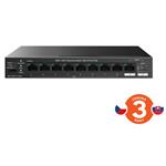Tenda TEG1110PF-8-120W PoE AT switch 8xPoE 802.3af/at + Uplink RJ45 + SFP port, 110W, PoE+, fanless 75012025