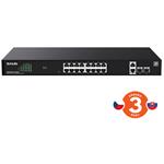 Tenda TEG2220P-16-250W Gigabit Websmart L2 Cloud PoE+ Switch 230W, 16x1Gb/s PoE+, 2xRJ45, 2xSFP,Rack 75012021
