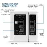 Tester UTP WS468WH, RJ45, RJ11, STP, Cat5e, Cat7, bílý WS-468WH