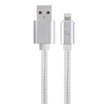 textilný kábel z USB na lightning (Apple), 1,8m, strieborný, CABLEXPERT CCB-MUSB2B-AMLM-6-S
