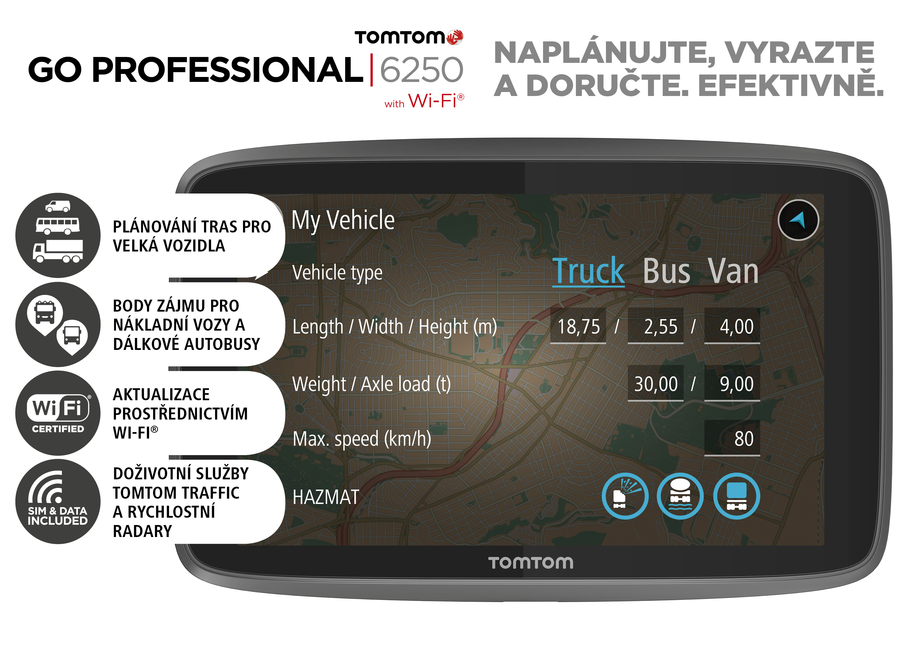 TomTom GO Professional 6250 EU, Wi-Fi, LIFETIME mapy 1PL6.002.12