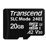 Transcend 20GB microSDHC240I UHS-I U3 V30 A2 (Class 10) 3D TLC (SLC mode) průmyslová paměťová karta, 100MB/ TS20GUSD240I