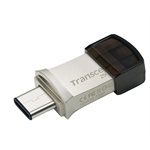Transcend 256GB JetFlash 890, USB-C/USB 3.1 duální flash disk, malé rozměry, stříbrný kov, odolá prachu i v TS256GJF890S