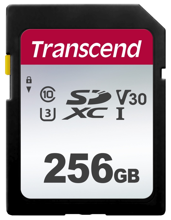 Transcend 300S - Paměťová karta flash - 256 GB - Video Class V30 / UHS-I U3 / Class10 - SDXC UHS-I TS256GSDC300S