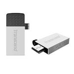 Transcend 32GB JetFlash 380S, USB 2.0/microUSB flash disk, OTG, malé rozměry, stříbrně obarvený kov TS32GJF380S