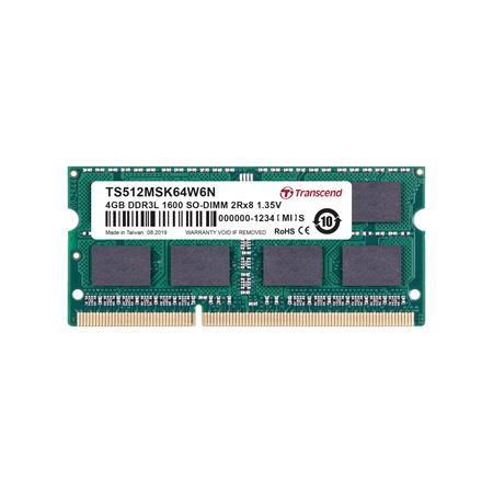 Transcend 4GB DDR3L SO-DIMM 1600 MHz CL11 2Rx8 TS512MSK64W6N