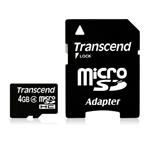 Transcend 4GB microSDHC (Class 4) paměťová karta (s adaptérem) TS4GUSDHC4