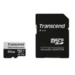 Transcend 64GB microSDXC 340S UHS-I U3 V30 A2 3D TLC (Class 10) paměťová karta (s adaptérem), 160MB/s R, 80 TS64GUSD340S