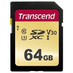 Transcend 64GB SDXC 500S (Class 10) UHS-I U3 V30 MLC paměťová karta, 95 MB/s R, 60 MB/s W TS64GSDC500S