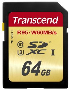 Transcend 64GB SDXC (Class 10) UHS-I U3 paměťová karta, 95 MB/s R, 60 MB/s W TS64GSDU3