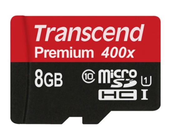 Transcend 8GB microSDHC UHS-I 400x Premium (Class 10) paměťová karta (bez adaptéru) TS8GUSDCU1