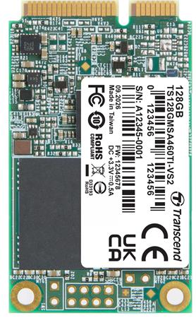 TRANSCEND MSA460TI-VS2 128GB Industrial SSD disk mSATA SSD, SATA3, 3D TLC BiCS5, DRAM-less, PE: 3K, w TS128GMSA460TI-VS2