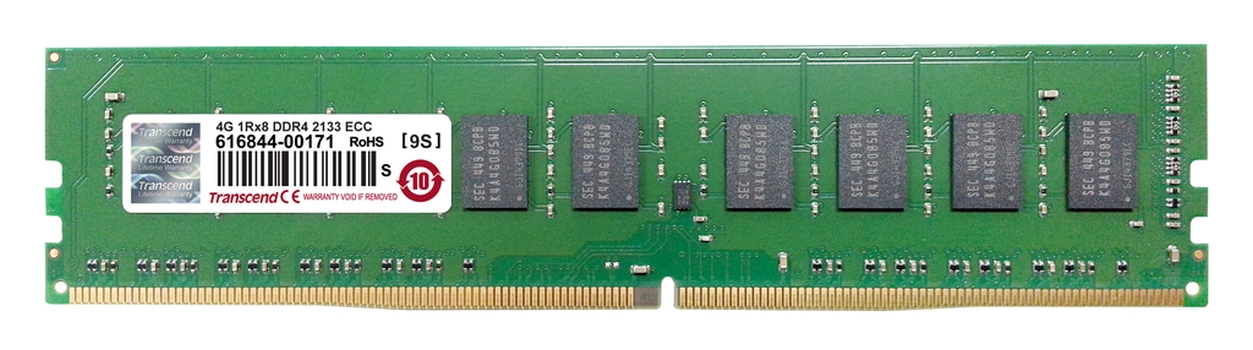 Transcend paměť 4GB DDR4 2133 ECC-DIMM 1Rx8 CL15 TS512MLH72V1H