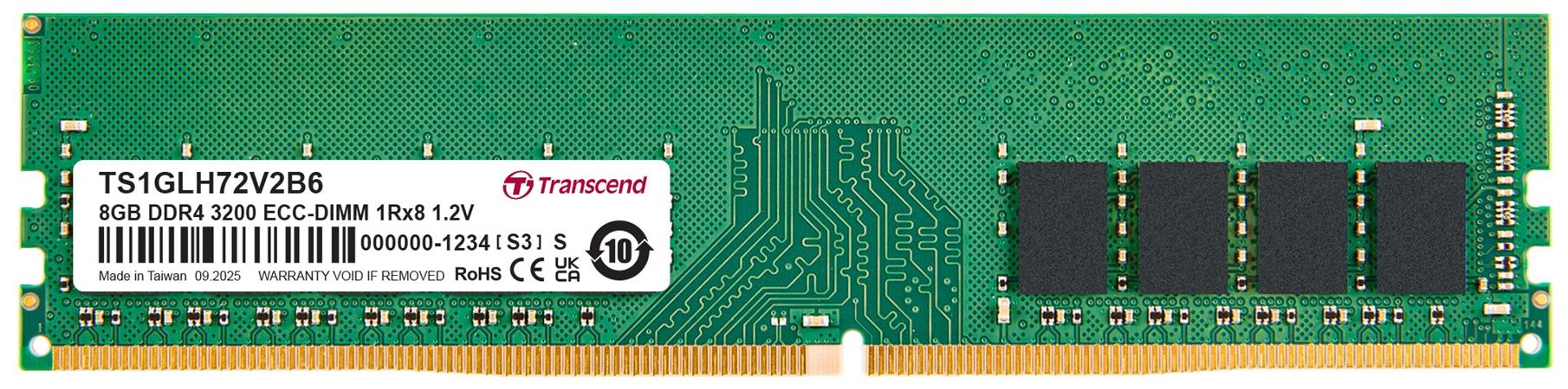 Transcend paměť 8GB DDR4 3200 ECC-DIMM 1Rx8 CL22 TS1GLH72V2B6