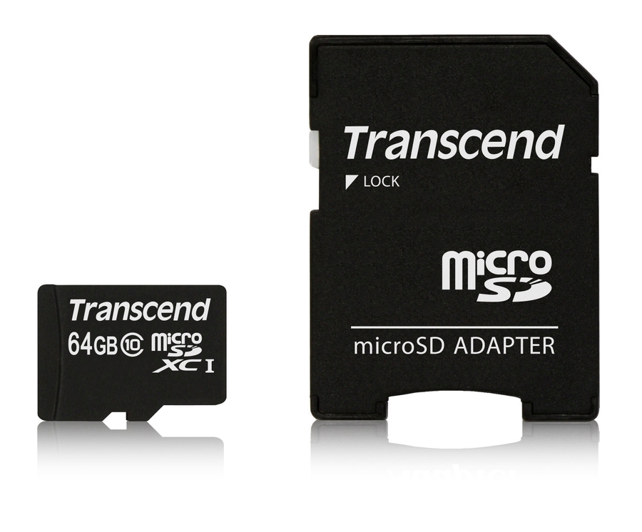 Transcend Premium - Pamě?ová karta flash (adaptér microSDHC - SD zahrnuto) - 64 GB - UHS Class 1 / TS64GUSDXC10